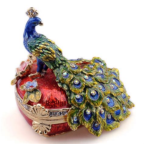 peacock metal jewelry box|peacock trinket boxes.